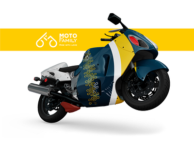 Moto family. Branded motorbike.
