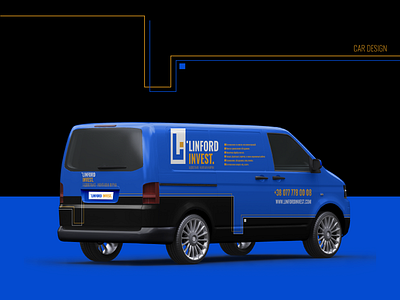 Linford invest. Car branding. blue branding bus car car branding identity branding invest linford invest logo design repair track ukraine usa winddesignua