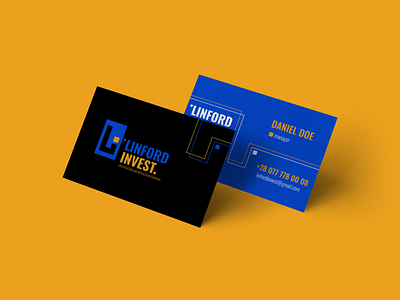 Business card. Linford invest. berezhnytskyi blue business card business card design design identity identity branding line art logo logo design orange ukraine winddesignua