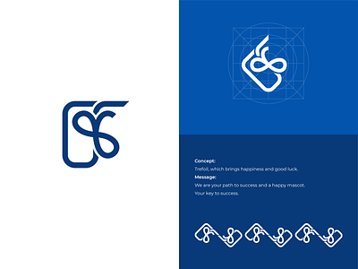 Trefoil. Logo. blue branding graphic design icon identity leaf logo luck minimal trefoil ui ukraine ukraine design vector white wind windfall windfalldesign