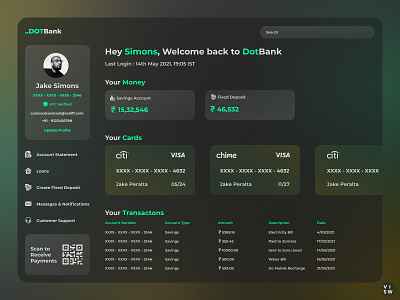 Dot Bank - Neo Banking Web Interface Concept bank bank app bank card creditcard glass effect glassmorphism neo bank online bank online banking website
