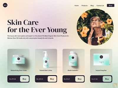 BUB - Skin care E-Commerce Landing Page beauty products body care e commerce e commerce glassmorphism grain texture graphic design minimal onlineshop shopping skin products skincare ui web design website
