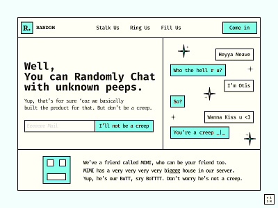 Random Chat -  Retro & Border Theme Landing Page