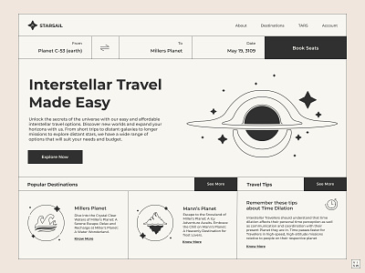 Interstellar Travel Landing page concept