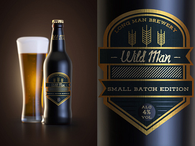 Wild Man Beer label alcohol beer brewery drink gold label logo minimal packaging