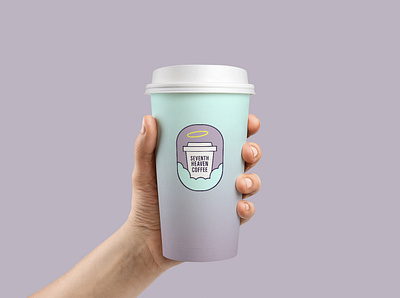 Seventh Heaven Coffee Logo clouds coffee coffee logo cup halo heaven heavenly logo logo design pastel