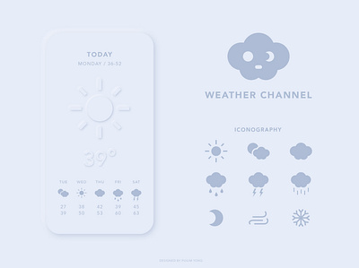 Weather Channel App app branding icon logo minimal neumorphic neumorphism typography ui ux web