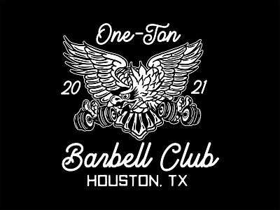 One-Ton Barbell Club Eagle Logo apparel design badge branding custom lettering design eagle graphic design gym gym branding gym logo hand drawn illustration letterforms logo
