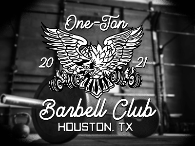 One-Ton Barbell Club Eagle Logo apparel design badge branding custom lettering design eagle eagle logo graphic design gym gym branding illustration letterforms logo