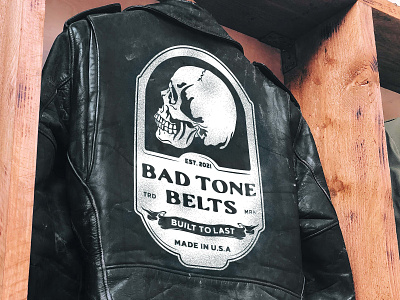 Bad Tone Belts Logos applied to jacket apparel design badge branding custom lettering design graphic design illustration letterforms logo