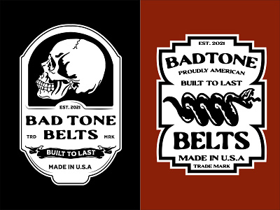 Bad Tone Belts Logos and Branding apparel design badge branding custom lettering design graphic design illustration letterforms logo