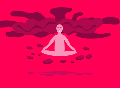 relax smiling and meditation comic art concept flat illustration meditate relax smile