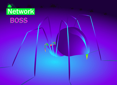 Digital neon spider illustration neon spider vectorart