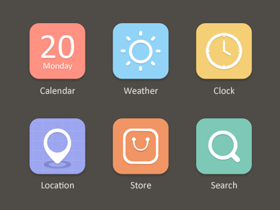 Flat Icons blue calendar clock flat icon ios iphone location search store ui weather