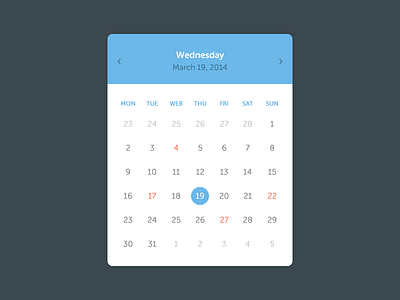 Calendar blue calendar date flat month photoshop ui widget year