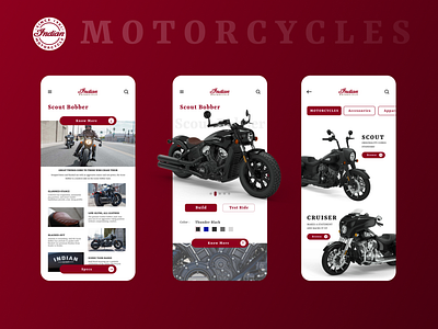 Indian Motorcycles Mobile ui app bike branding concept design minimal mobile mobile app mobile app design mobile ui mockup motorcycle ui