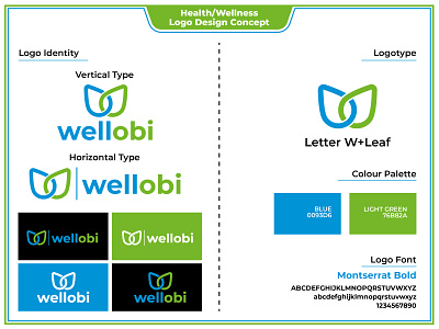 wellobi logo design branding creative flat health health care logotype minimal minimalist minimalist logo print printing wellness center