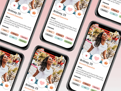 Dating App UI Challenge - User Profile app branding dailyui dailyui 006 dailyuichallenge dating app dating app design design landing page minimal mobile app mobile app design mobile application redesign ui ux