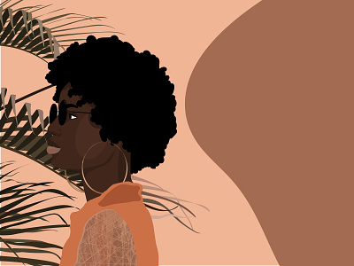 Blessing african woman afro cartoon illustration design female character female designers illustration neutrals palm tree vector