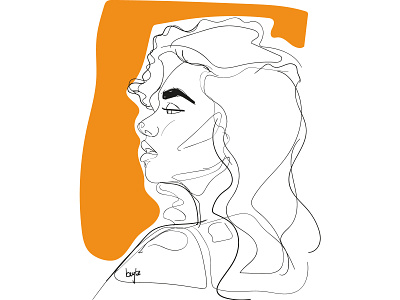 Female sketch design female character female designers female portrait female sketch illustration minimalist minimilist neutral orange side profile sketch vector wavy hair