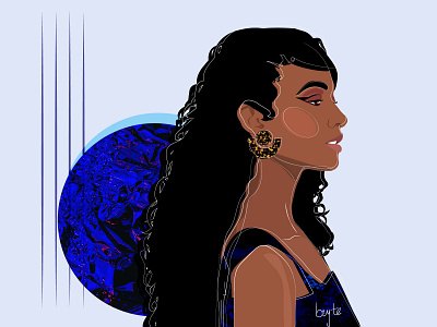 Blue african woman afro blue contemporary art design female character female designers female portrait illustration vector wavy