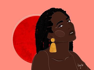 Coral african woman afro braids cartoon illustration design female character female designers female portrait illustration vector