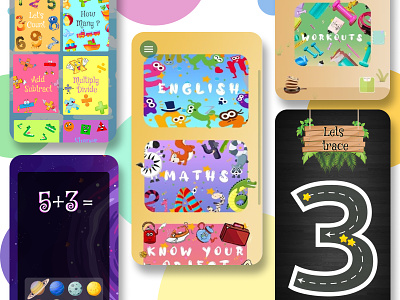 Kids Mobile App UI/UX 3d app design graphic design illustration minimal ui ux