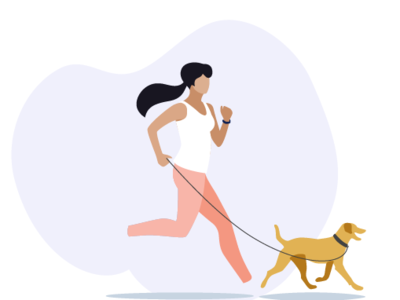 Runner with dog flat illustration vector