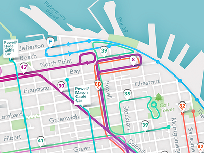 Transportation map infographic lines map mapping pin san francisco transport transportation