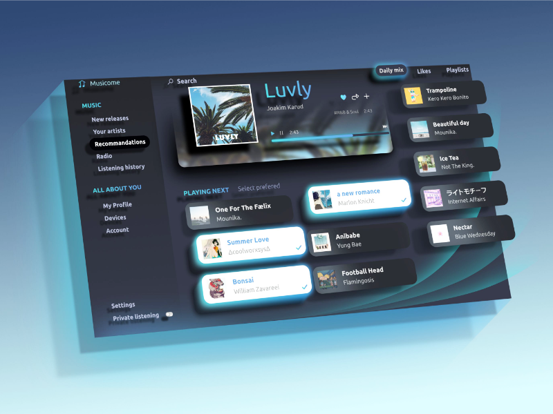 Luvly UI Kit | Music player use case