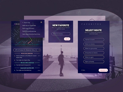 Ride Mapper | Itinerary favorites directions electric favorite interface itinerary maps route screen transportation ui