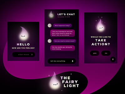 Fairy Light | Self-Help Concept App chat chatbot dark data flow intelligence interaction interface light self care ui uiux