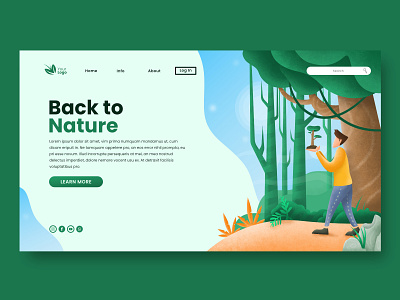 Back to Nature banner design character forest green illustration landing page texture brush web ui