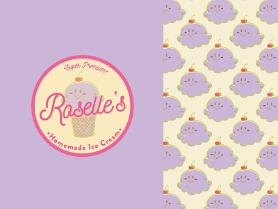 Roselle's Homemade Ice Cream brand identity cute cute illustration ice cream ice cream logo ice cream shop ice cream truck illustration logo design packaging design typography vector