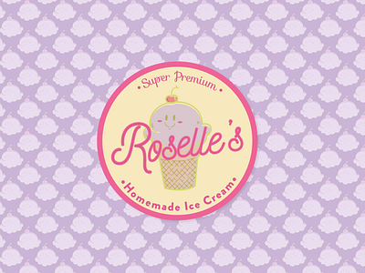 Roselle's Homemade Ice Cream brand identity branding cute cute illustration design digital ice cream ice cream cone ice cream logo ice cream shop logo logo design packaging packaging design typogaphy vector