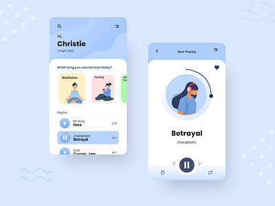 Music Player adobe xd android app design blue design gradation illustrations mobile app music player ui