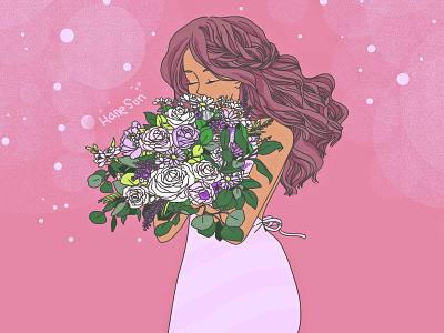 Stop and smell the flower :) design flower illustration girl illustration illustration
