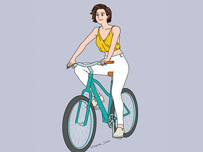 Summer, bike bike ride design girl illustration illustration