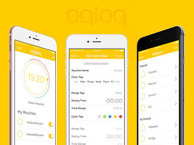 Oqloq app clock creative mobile oqloq product product design routine ui ux