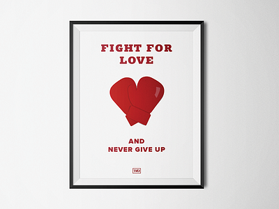 Fight For Love box gloves design fight flat heart love minimal poster typographic poster typography