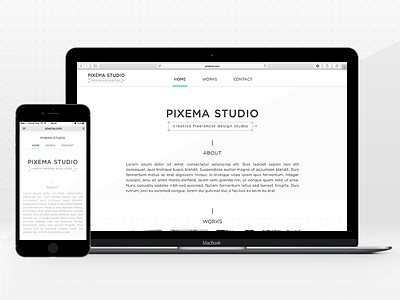 Pixema One Page Website agency corporate website landing page minimal mobile one page pixel simple ui ux web web page