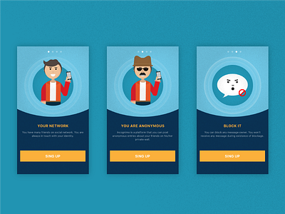 Incognimo Onboard anonymous app illustration ios onboarding product product design ui walkthrough