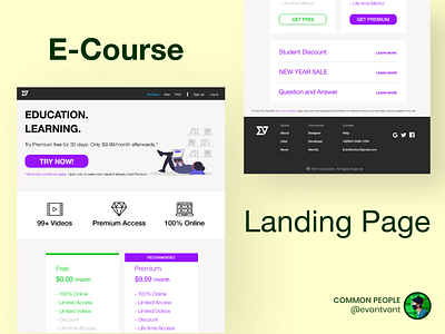 Visual of E-Course Landing Page branding dailyui dailyuichallenge design flat graphic design illustration landing design landing page landing page design minimal ui web design website website concept