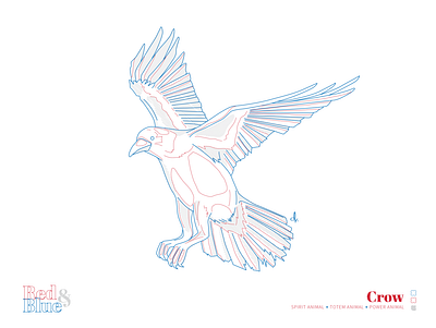 Crow bird blue creative design illustration line meaning red symbolism