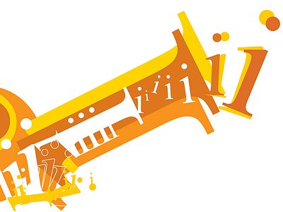 I: Trumpet illustration serif times new roman trumpet typography