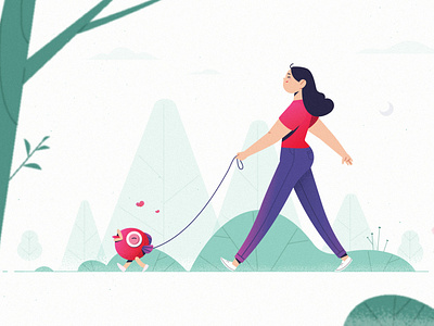 Walking with my pet :3 animation art character character design design fish flat forest girl illustration illustrator landscape motion graphic painting park peaceful pet tree vector walk