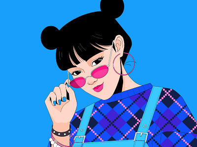 Blue girl 🌊🌊🌊 animation character character design color comic fashion girl girl character hiphop illustration illustrator lineart painting popad potrait procreate streetwear vibrant color woman woman illustration