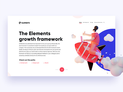 Elements growth framework 3d design landingpage minimal sketch ui ux web website
