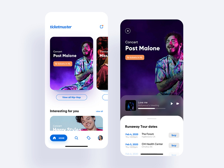 Ticketmaster mobile app by Remco Bakker for ELEMENTS on Dribbble