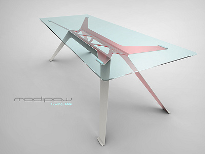 X-wing Table design (copper & blue) add copper furniture glass modern product design rendering sheet metal starwars table x wing